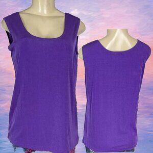 Carolyn Strauss M Purple Scoop Neckline Nylon/Spandex Stretch Career Tank Top